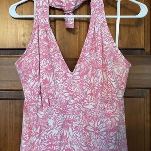 Talbots Pink Flowered Halter Dress, Size L
